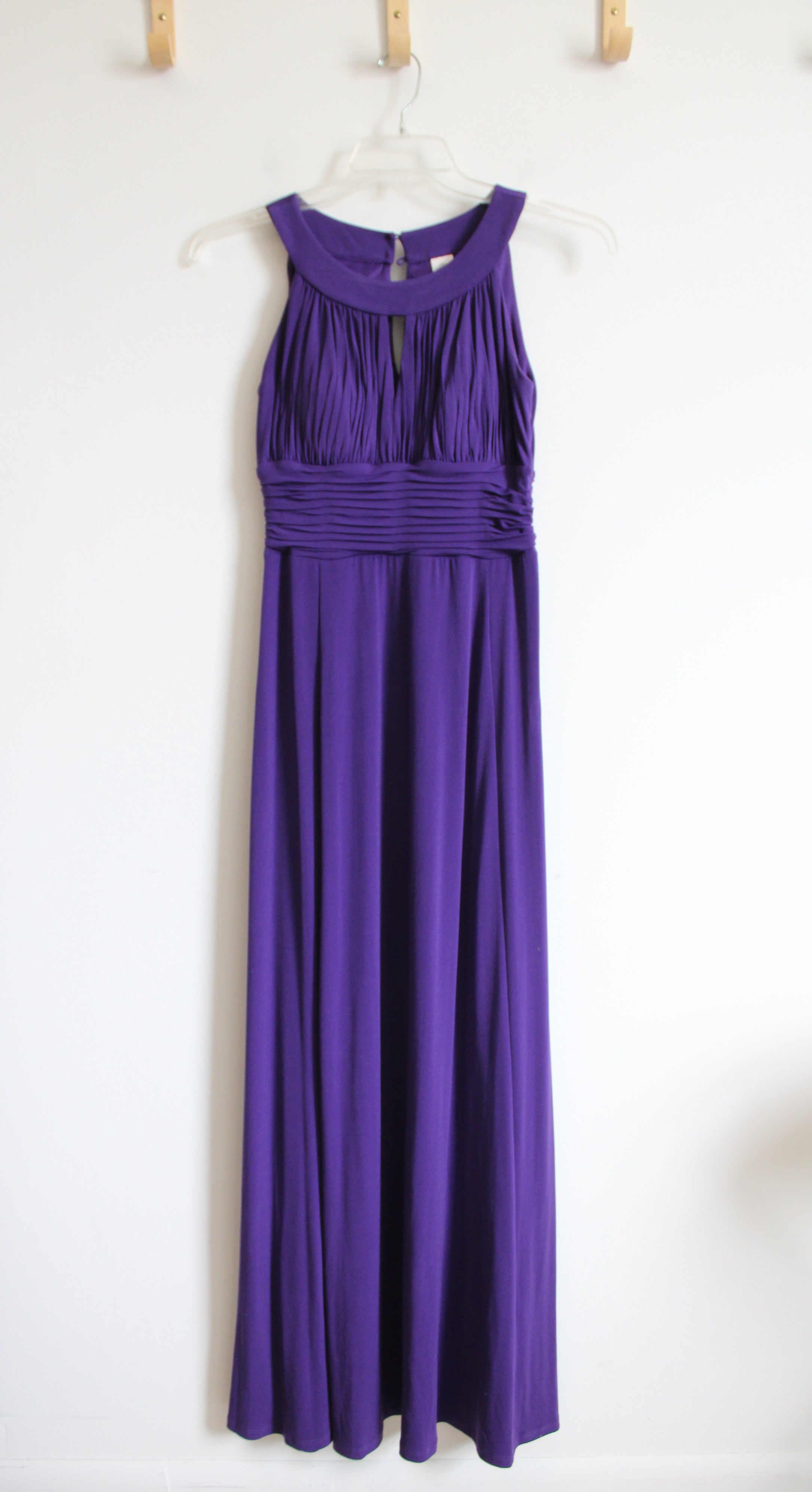 Sangria Purple Ruched Keyhole Maxi Dress | 8