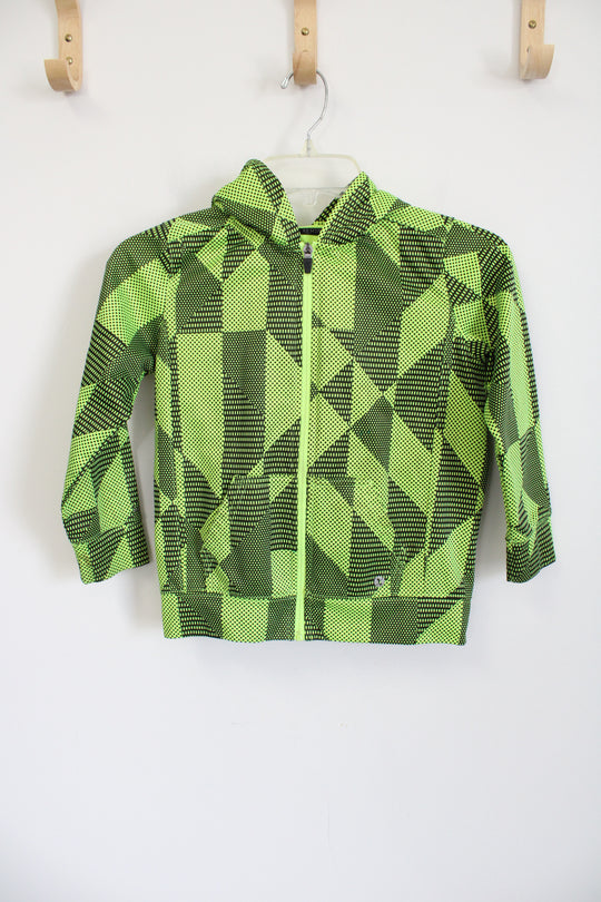 Xersion Neon Yellow Black Patterned Zip Up Hoodie | 7