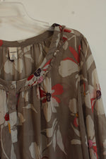 Old Navy Printed Sheer Blouse with Ruffle Details | XL