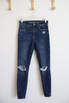 American Eagle Hi-Rise Jeggings Dark Wash Distressed Jeans | 2