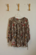Old Navy Printed Sheer Blouse with Ruffle Details | XL