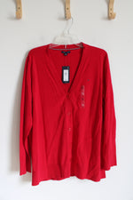 NEW Tommy Hilfiger Red Button Down Cardigan | XL