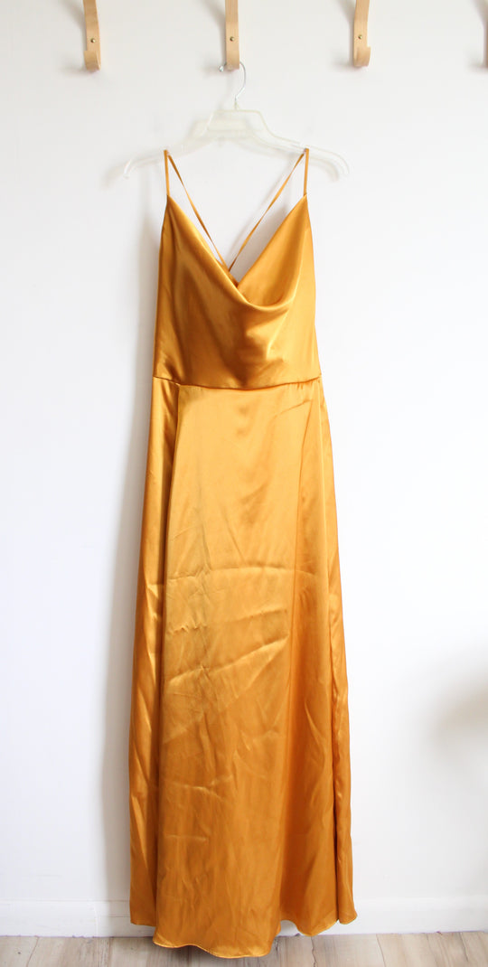 Galina Signature Gold Satin Cowl Neck Bridesmaid Dress | 22