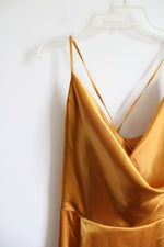 Galina Signature Gold Satin Cowl Neck Bridesmaid Dress | 22