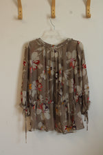 Old Navy Printed Sheer Blouse with Ruffle Details | XL