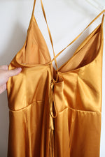 Galina Signature Gold Satin Cowl Neck Bridesmaid Dress | 22