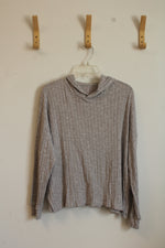 American Eagle Gray Cropped Lightweight Hoodie | M