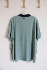 Under Armour Green Navy & White Patterned The Performance Polo Shirt | 2XL