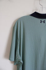 Under Armour Green Navy & White Patterned The Performance Polo Shirt | 2XL