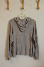 American Eagle Gray Cropped Lightweight Hoodie | M