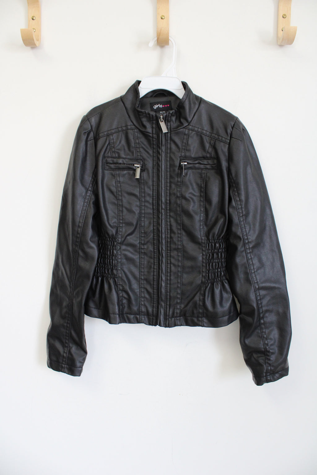 Girls Black Faux Leather Jacket | 10/12