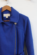 NEW Michael Kors Blue Wool Blend Belted Coat | M