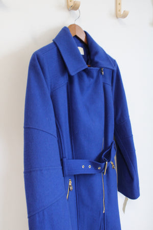 NEW Michael Kors Blue Wool Blend Belted Coat | M