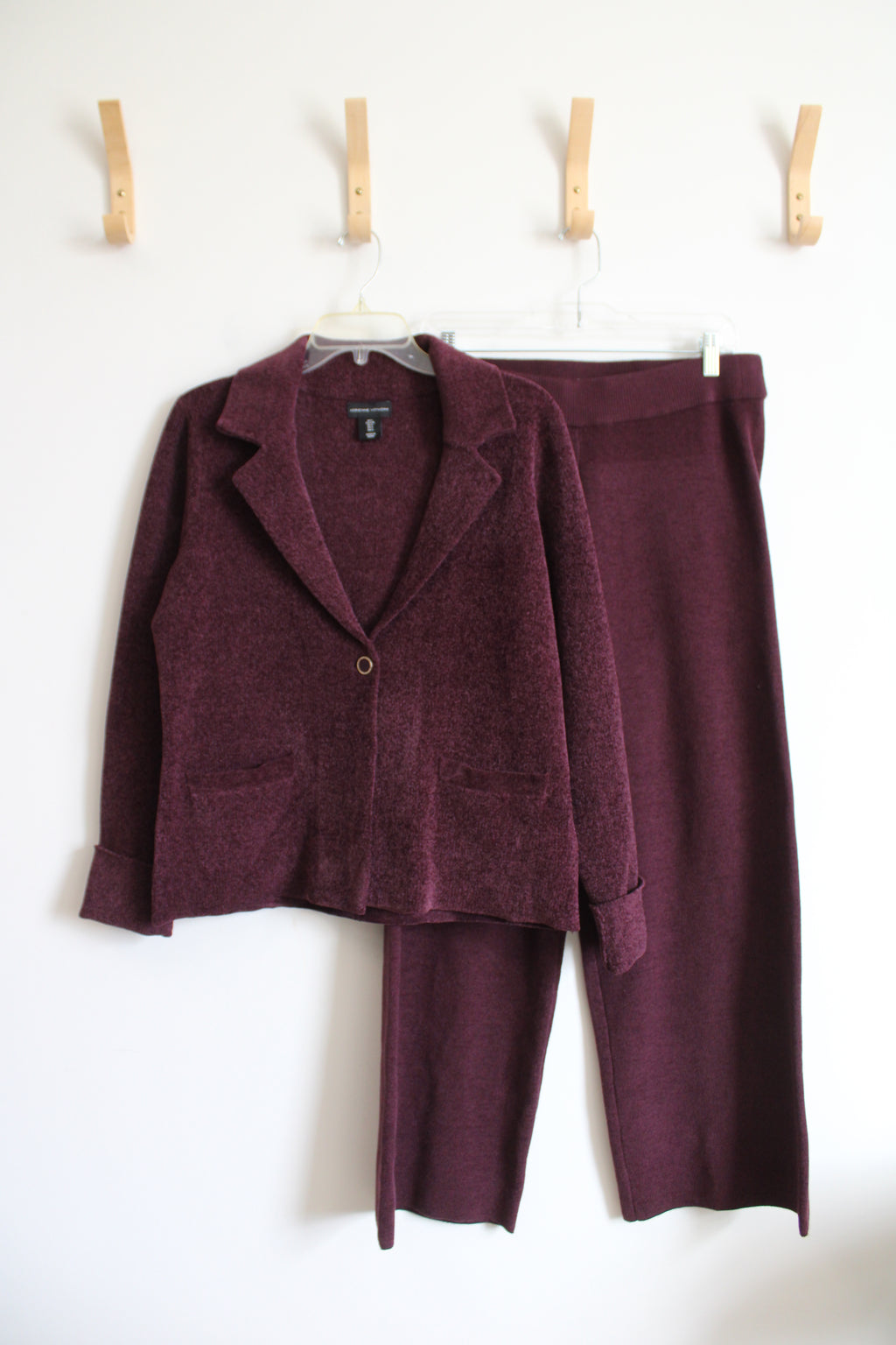 Adrienne Vittadini Plum Blazer & Pants Set | L