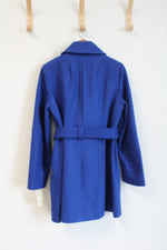 NEW Michael Kors Blue Wool Blend Belted Coat | M