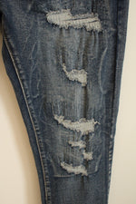 NEW Waime New York Medium Wash Distressed Skinny Jeans | 32 x 31