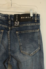 NEW Waime New York Medium Wash Distressed Skinny Jeans | 32 x 31