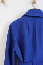 NEW Michael Kors Blue Wool Blend Belted Coat | M