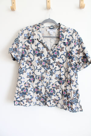 Sag Harbor Linen Blend Patterned Top | XL