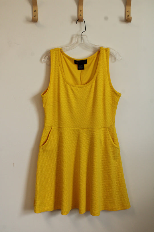 Kardashian Kollection Yellow Fit and Flare Dress with Pockets | XL