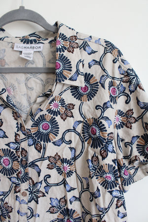 Sag Harbor Linen Blend Patterned Top | XL