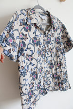 Sag Harbor Linen Blend Patterned Top | XL