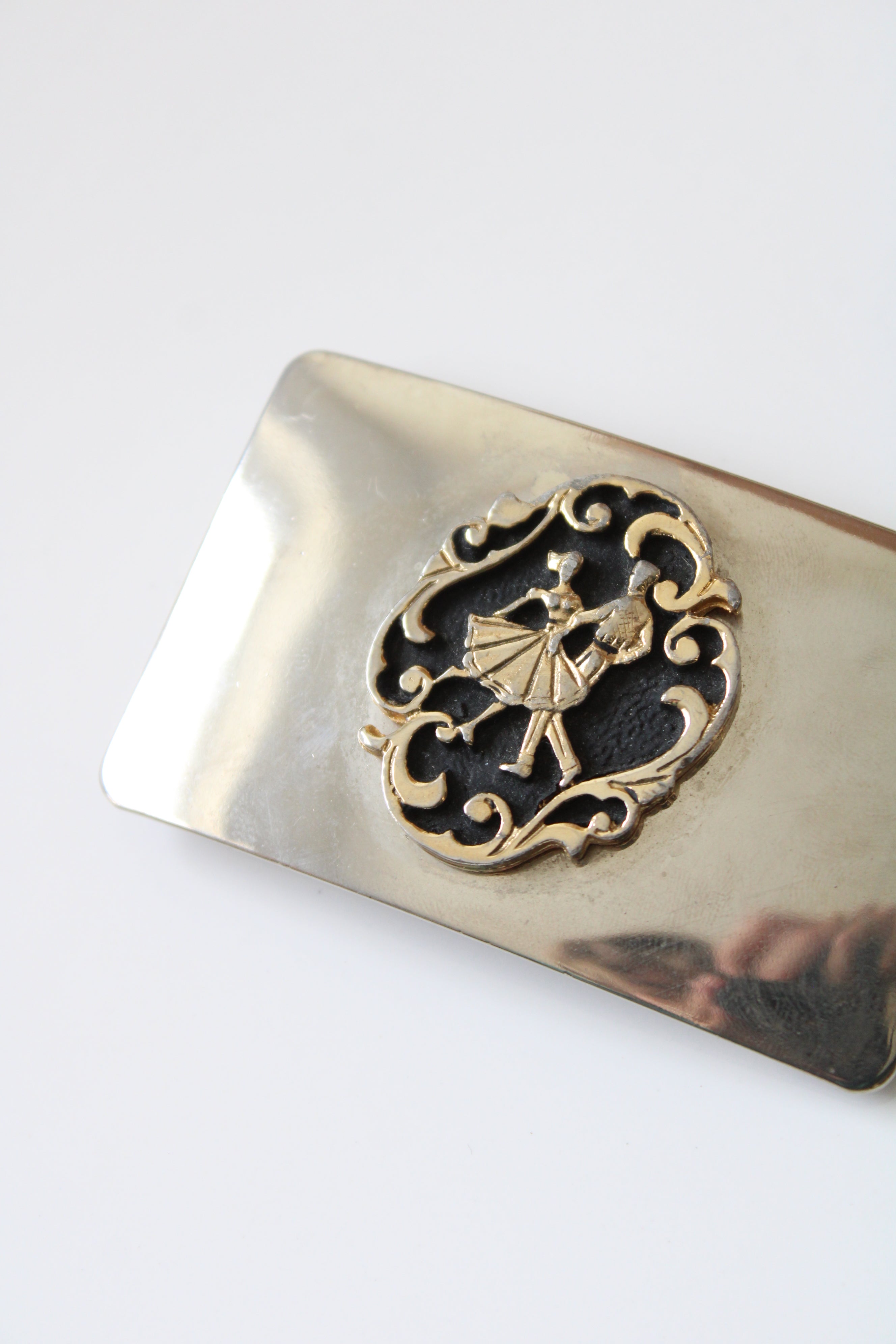 Vintage Western Silver Square Dancing Couple Motif Belt Buckle