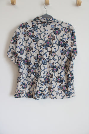 Sag Harbor Linen Blend Patterned Top | XL