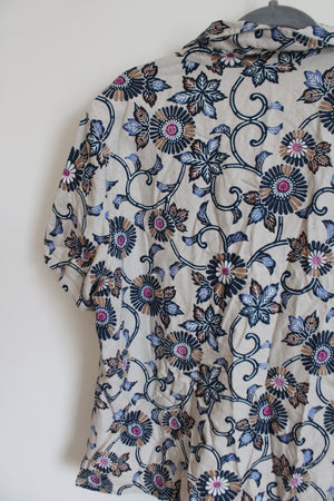 Sag Harbor Linen Blend Patterned Top | XL