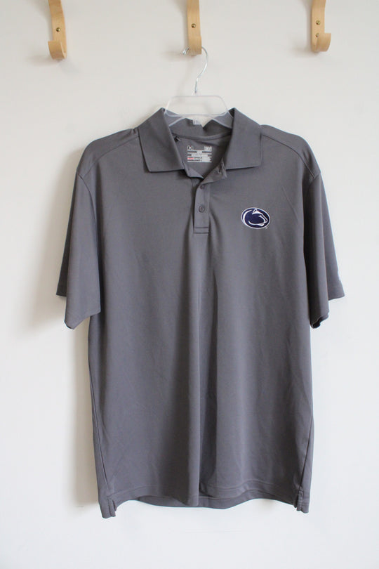 Under Armour Loose Fit Gray Penn State Nittany Lions Polo Shirt | L