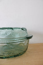 Vintage Libbey Orchard Fruit Green Covered Casserole Dish