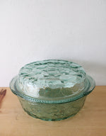 Vintage Libbey Orchard Fruit Green Covered Casserole Dish