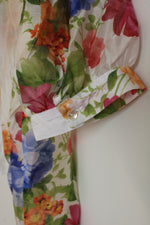 Lucky & Coco Floral Puff Sleeve Sheer Blouse | L