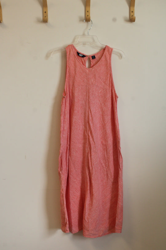 Lands' End Coral Linen Sleeveless Dress | L-T