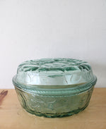 Vintage Libbey Orchard Fruit Green Covered Casserole Dish
