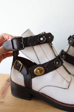 Coach Chalk Cream Oxblood Rare Moto Cut Out Bootie | Size 7.5
