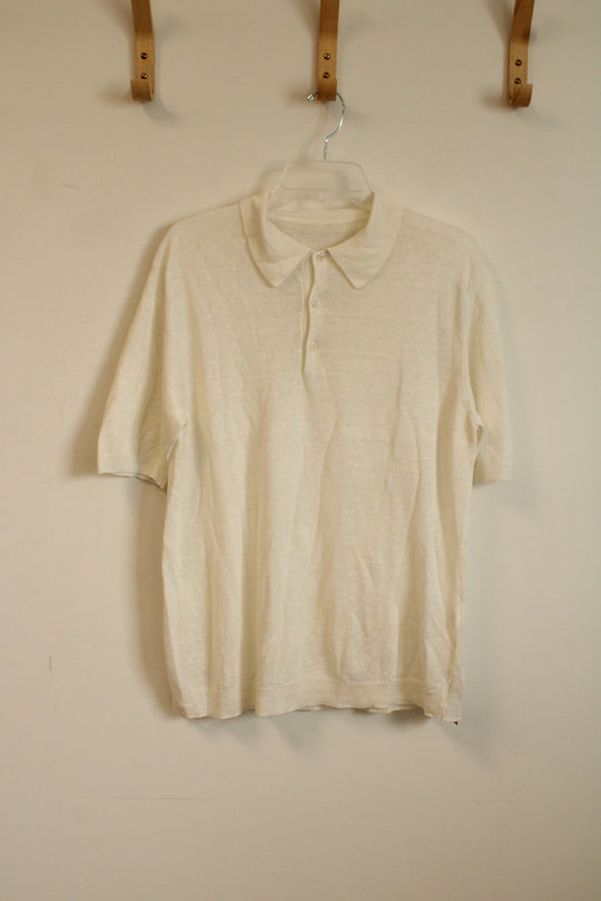 Anderson and Shepherd White Linen Polo | M