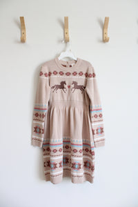 Gymboree Tan Aztec Horse Sweater Dress | Youth 8