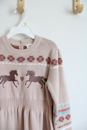 Gymboree Tan Aztec Horse Sweater Dress | Youth 8
