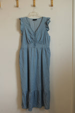 Lane Bryant Denim Maxi Dress with Ruffles | 14
