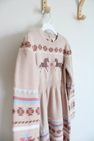 Gymboree Tan Aztec Horse Sweater Dress | Youth 8