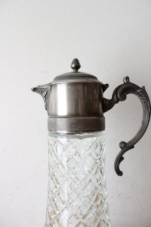 Vintage Cut Glass Silver Plated Claret Pitcher