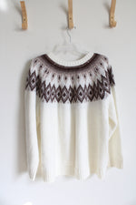 NEW Old Navy Cream Brown Fair Isle Sweater | XL