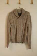 Hackett London Tan Moreno Cashmere Cable Knit Sweater | M