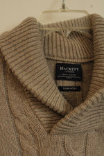 Hackett London Tan Moreno Cashmere Cable Knit Sweater | M