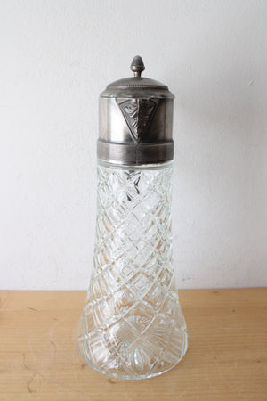 Vintage Cut Glass Silver Plated Claret Pitcher