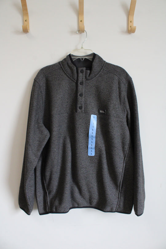 NEW Eddie Bauer Gray Fleece Lined 1/4 Buttoned Jacket | L