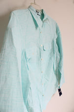 NEW Chaps Blue Linen Blend Button Down Top | 1X