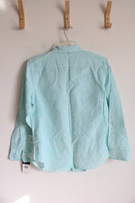 NEW Chaps Blue Linen Blend Button Down Top | 1X