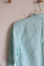 NEW Chaps Blue Linen Blend Button Down Top | 1X